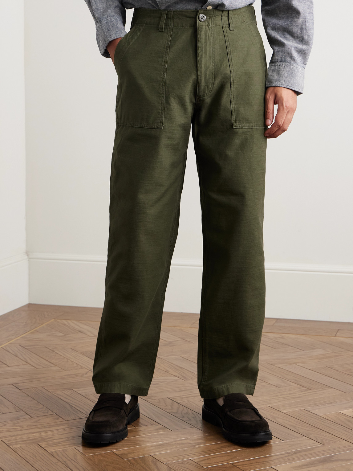Straight-Leg Cotton Trousers