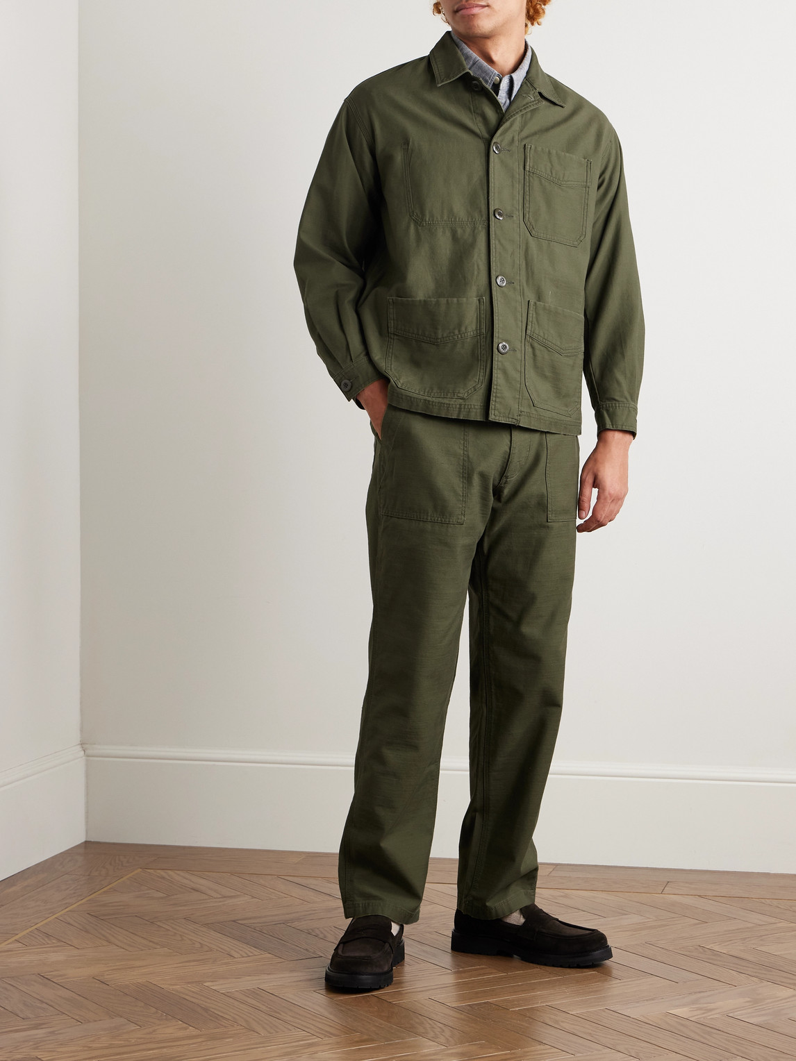 Straight-Leg Cotton Trousers
