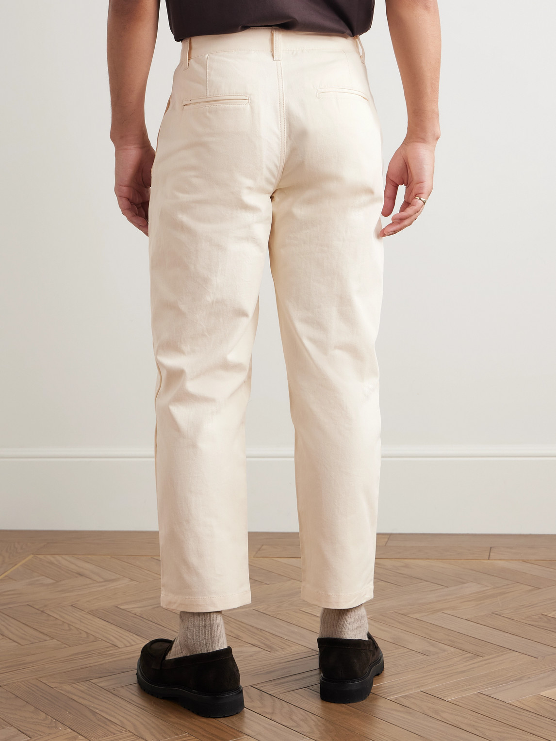Haworth Tapered Cropped Pleated Cotton-Twill Trousers