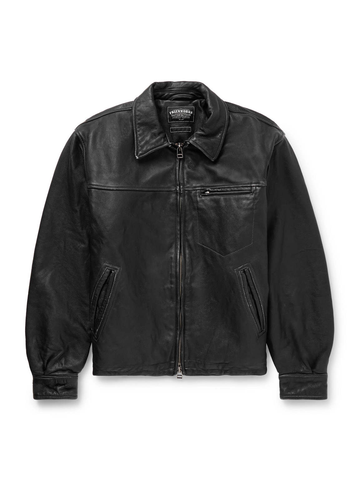 Frizmworks Distressed Leather Jacket In Black