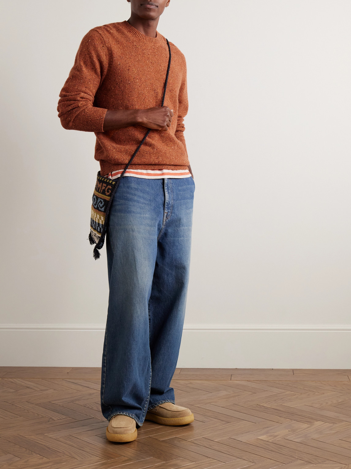 Guest In Residence All Day Donegal Recycled Cashmere And Merino Wool-blend Sweater In Orange
