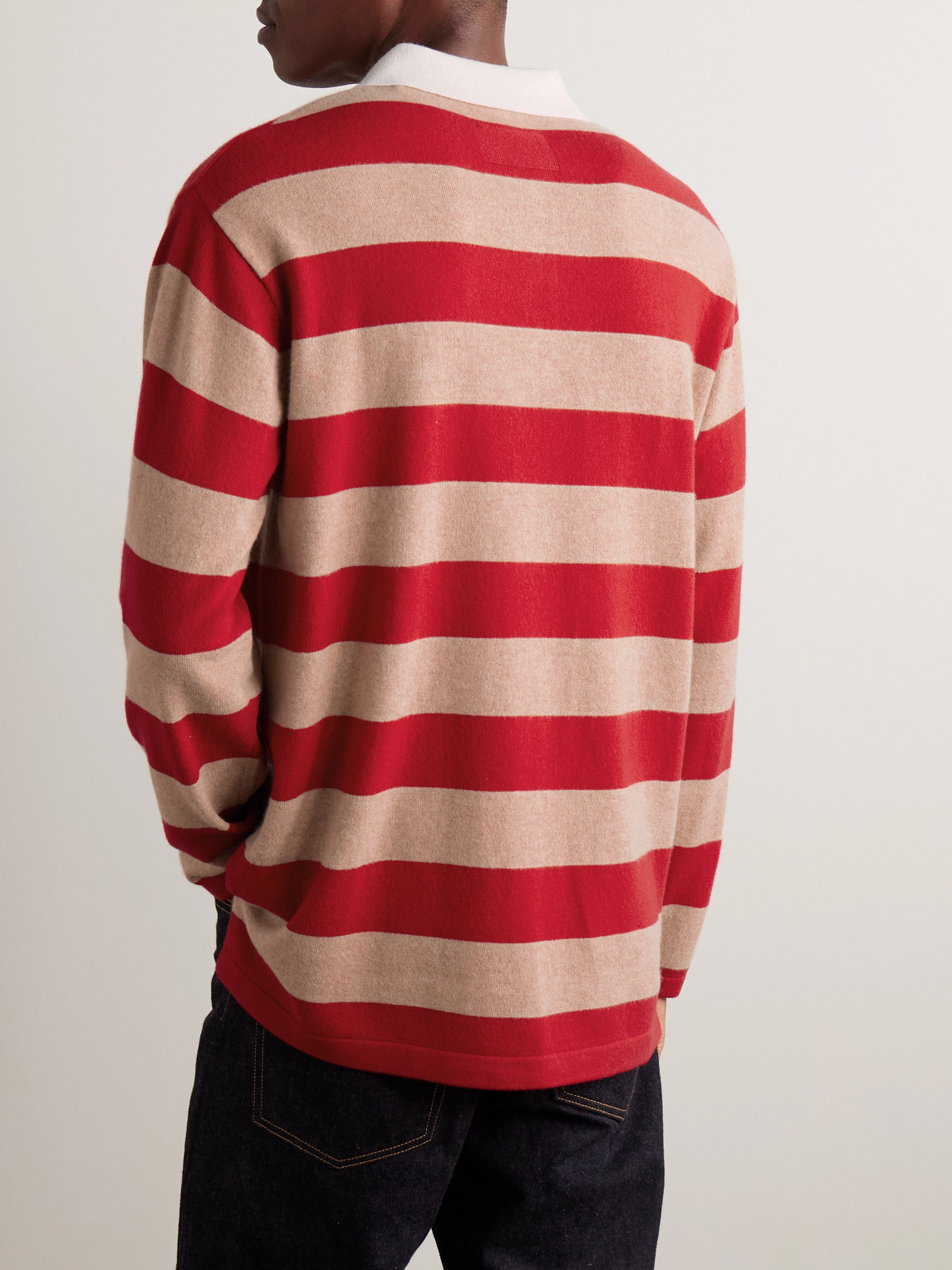 Guest In Residence Rugby Striped Cashmere Polo Shirt In Red