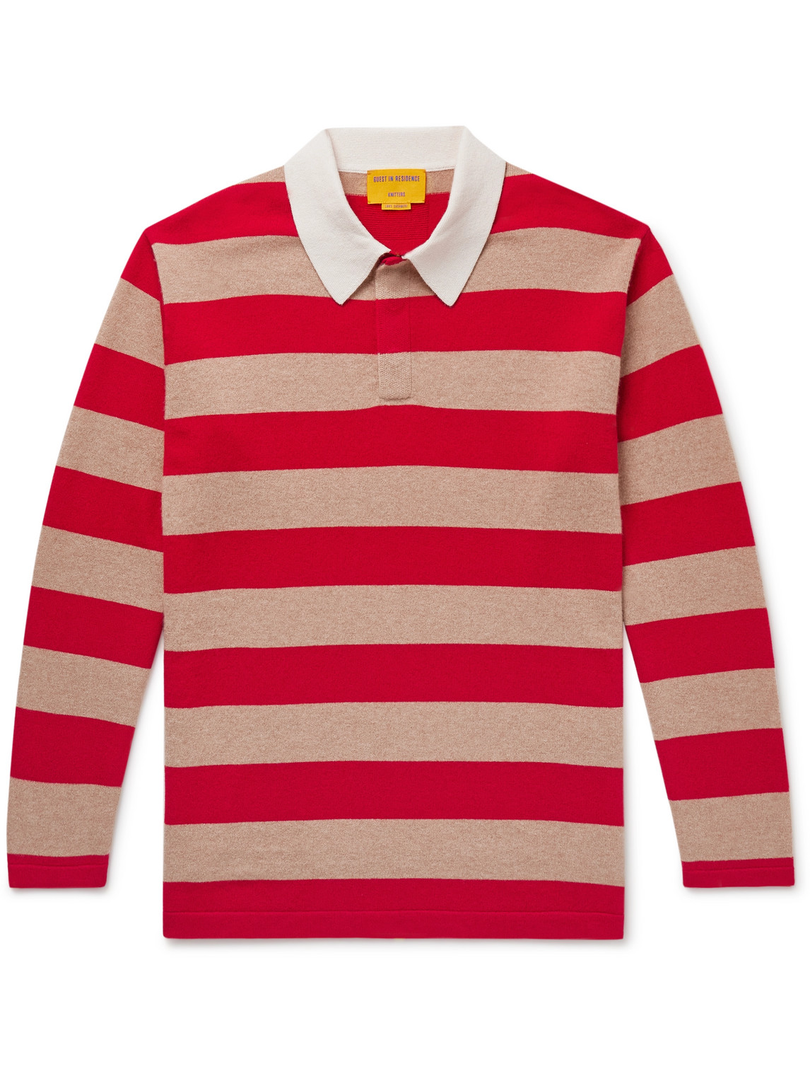 Guest In Residence Rugby Striped Cashmere Polo Shirt In Red