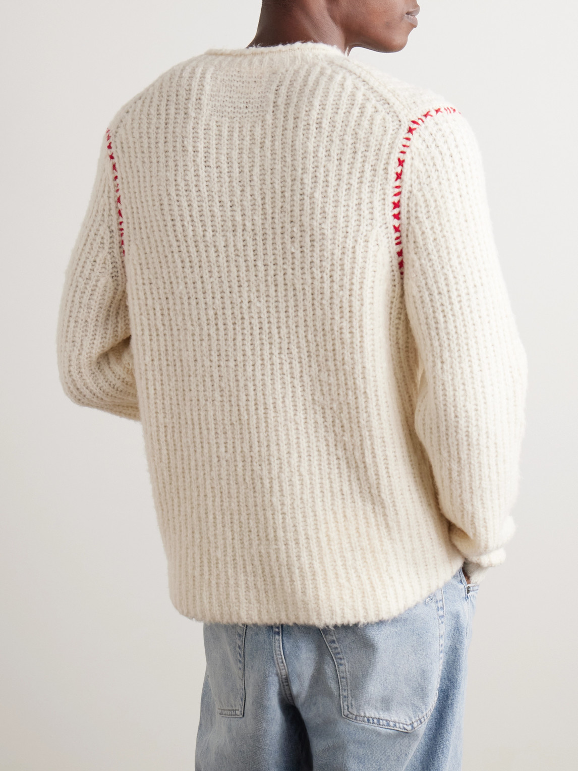 Guest In Residence Cloud True Embroidered Ribbed Wool-blend Sweater In White