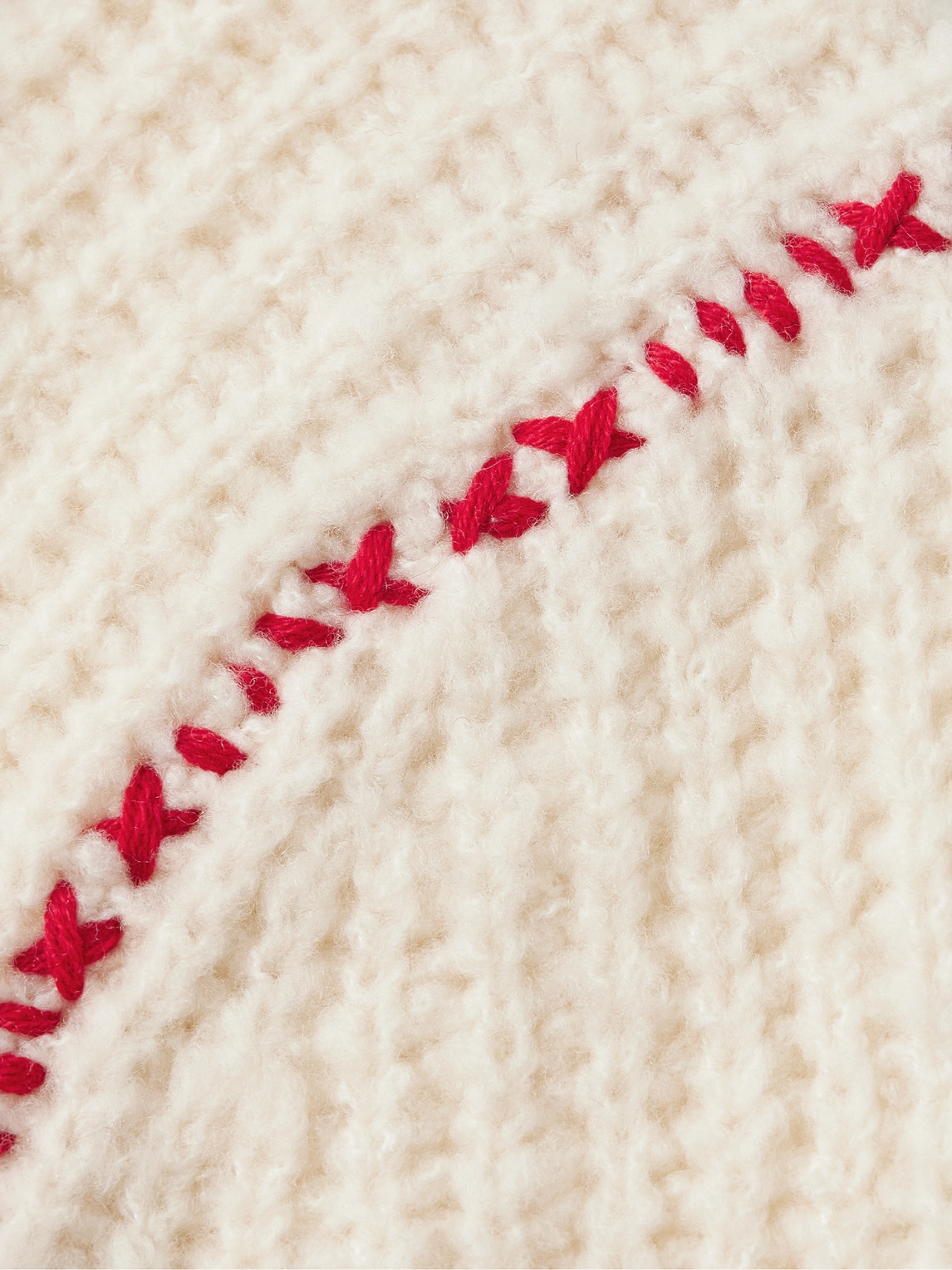 Guest In Residence Cloud True Embroidered Ribbed Wool-blend Sweater In White