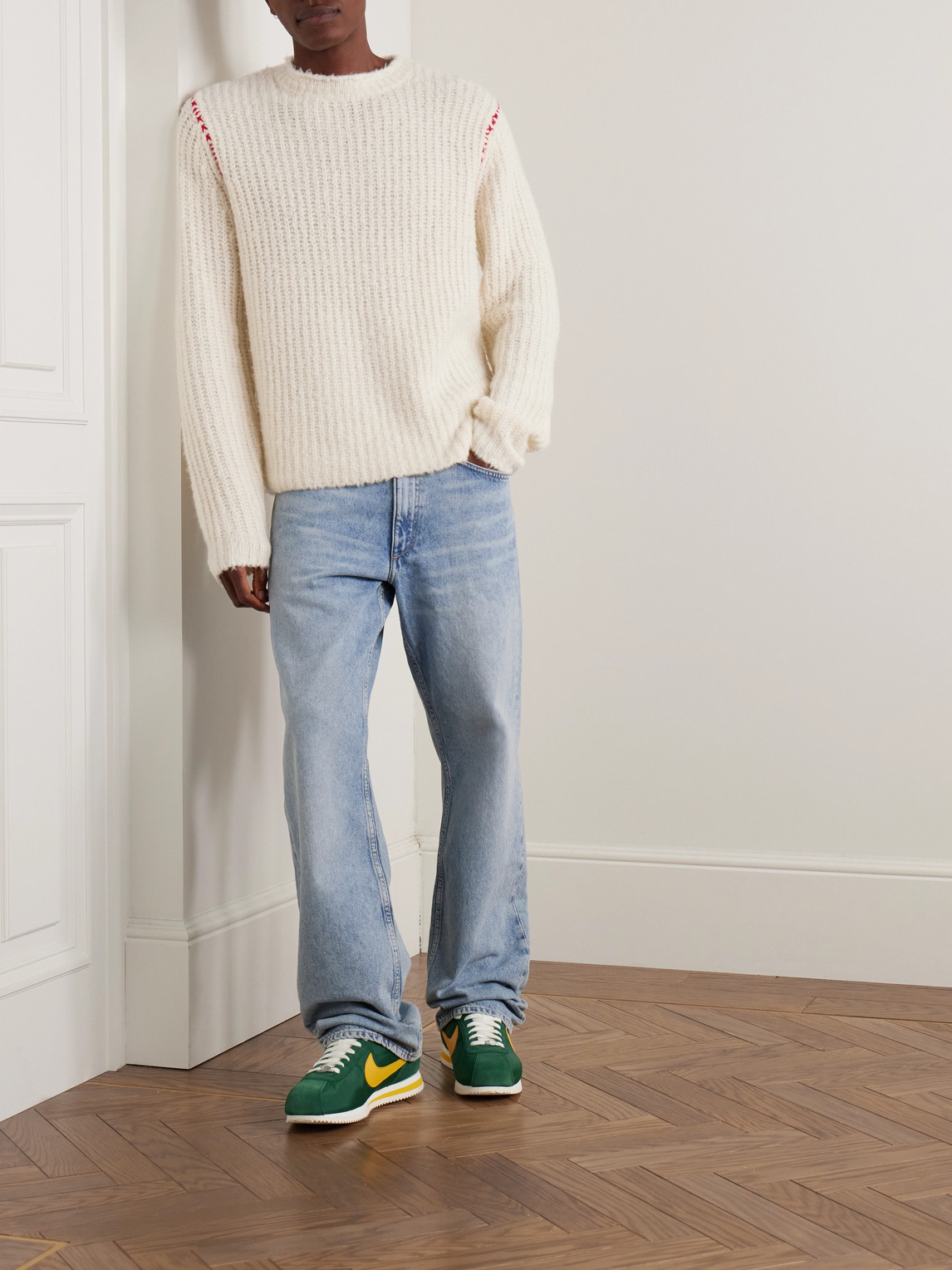 Guest In Residence Cloud True Embroidered Ribbed Wool-blend Sweater In White