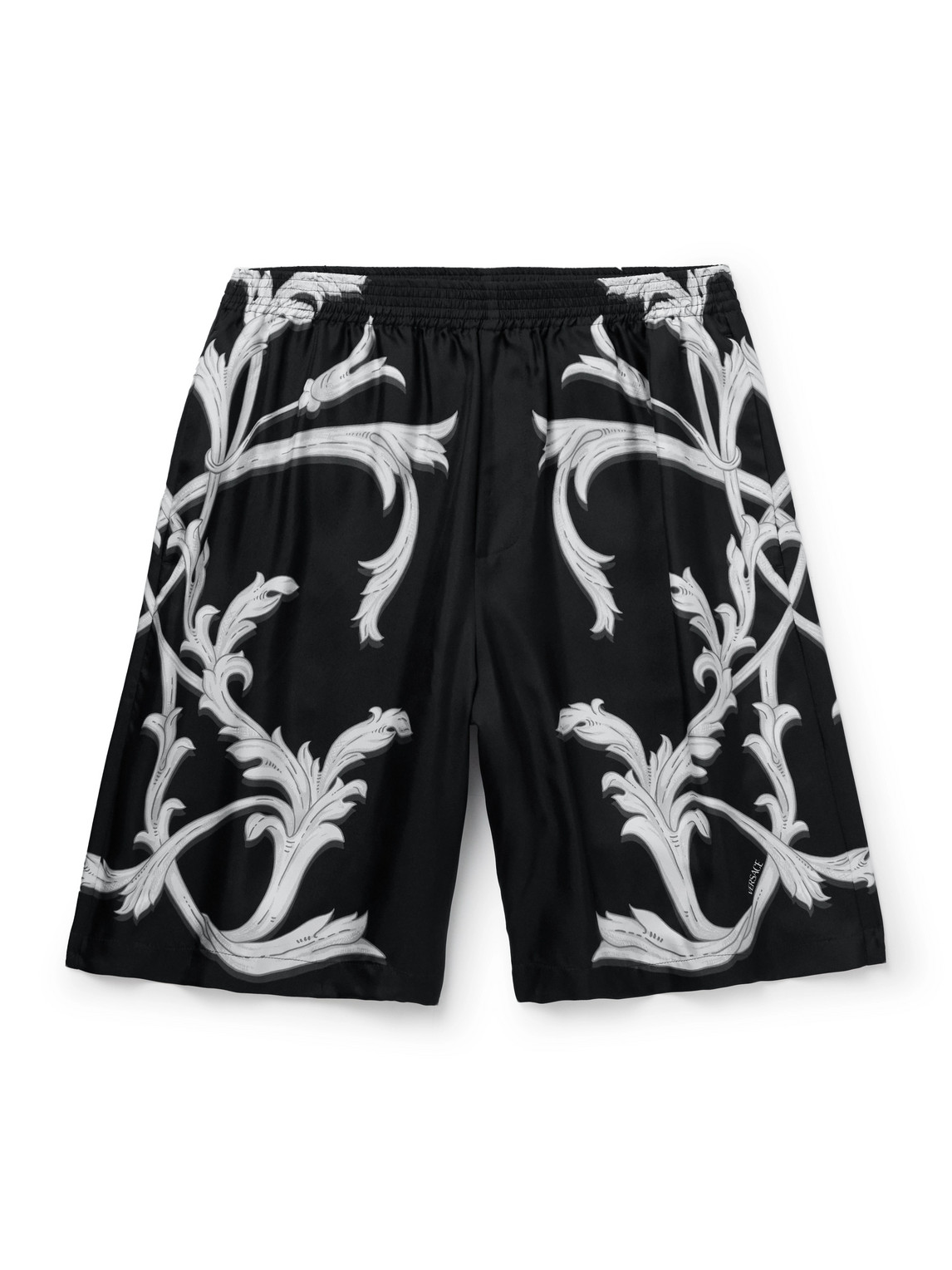Versace Acanthus Leaves Barocco Printed Shorts In Black