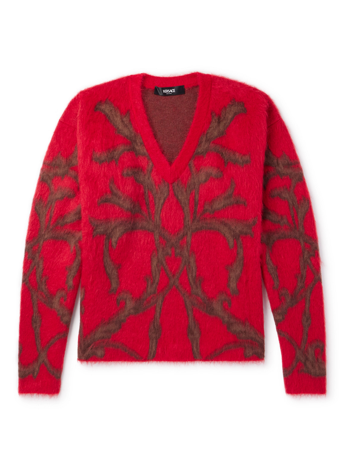 Barocco Brushed Jacquard-Knit Wool, Silk and Mohair-Blend Sweater