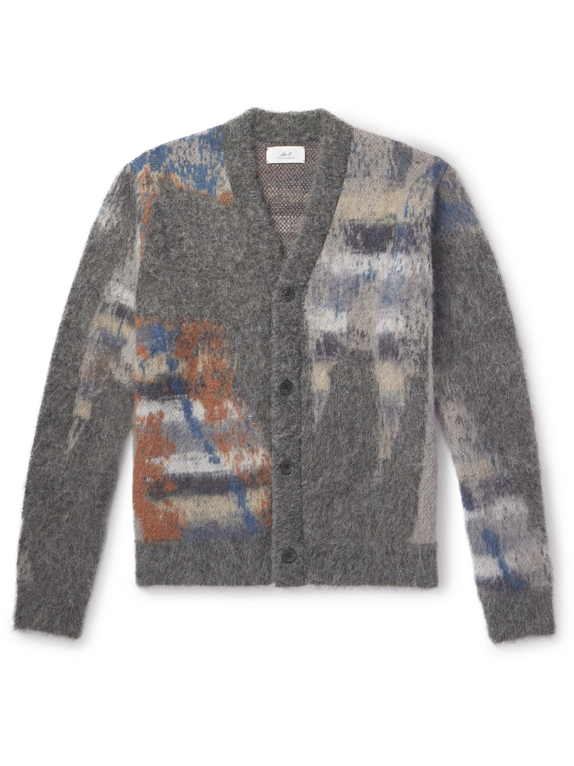 Brushed Jacquard-Knit Cardigan