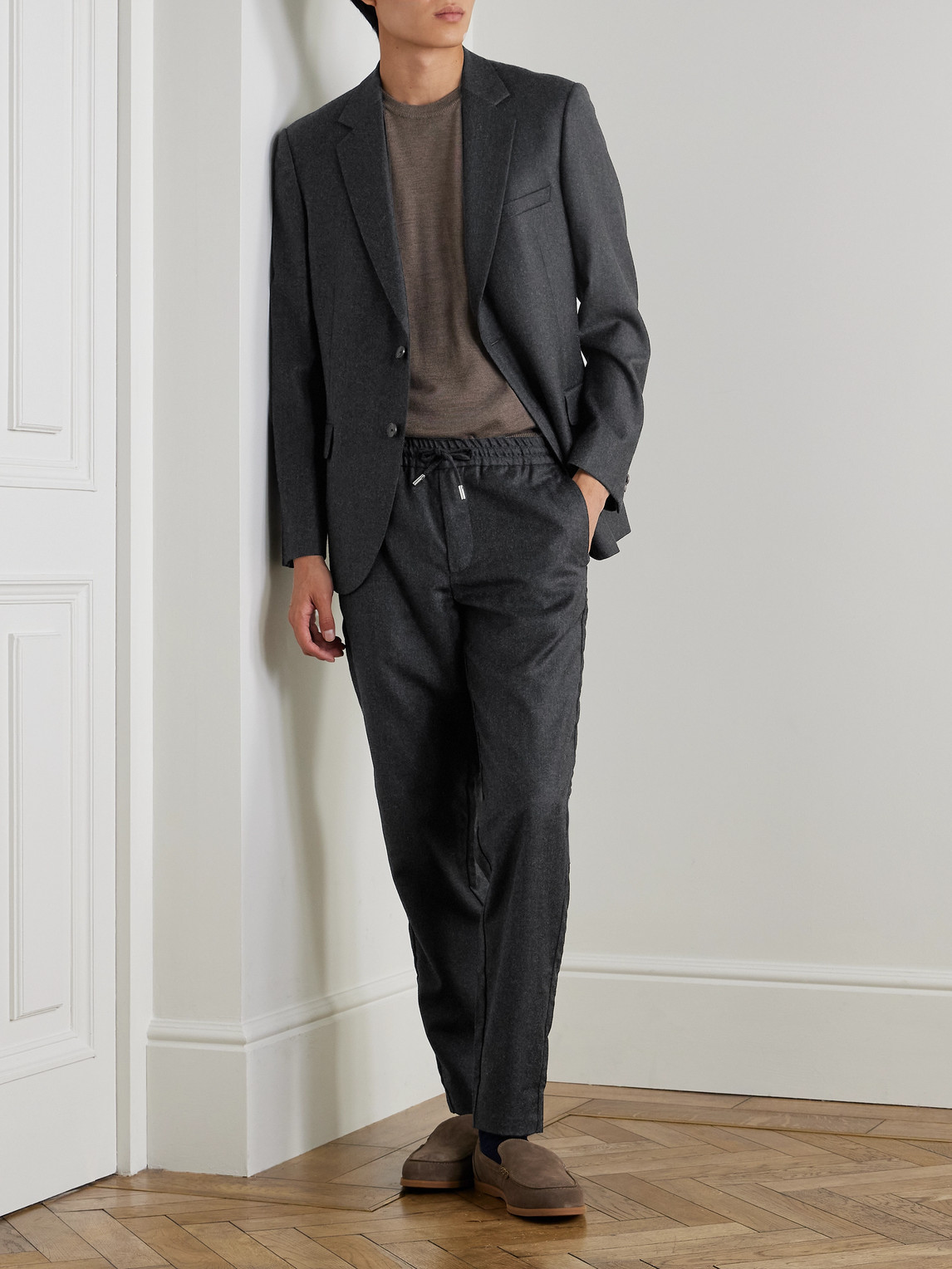James Slim-Fit Wool-Flannel Drawstring Suit Trousers — 2