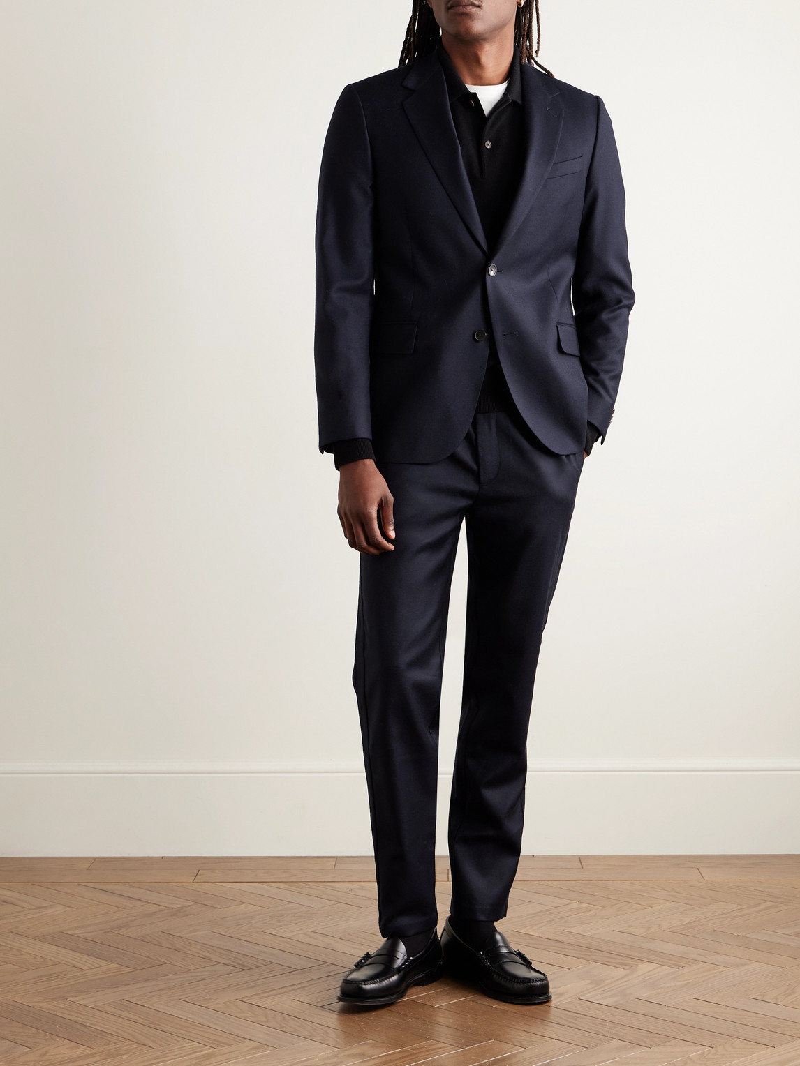 James Slim-Fit Wool-Flannel Drawstring Suit Trousers — 2