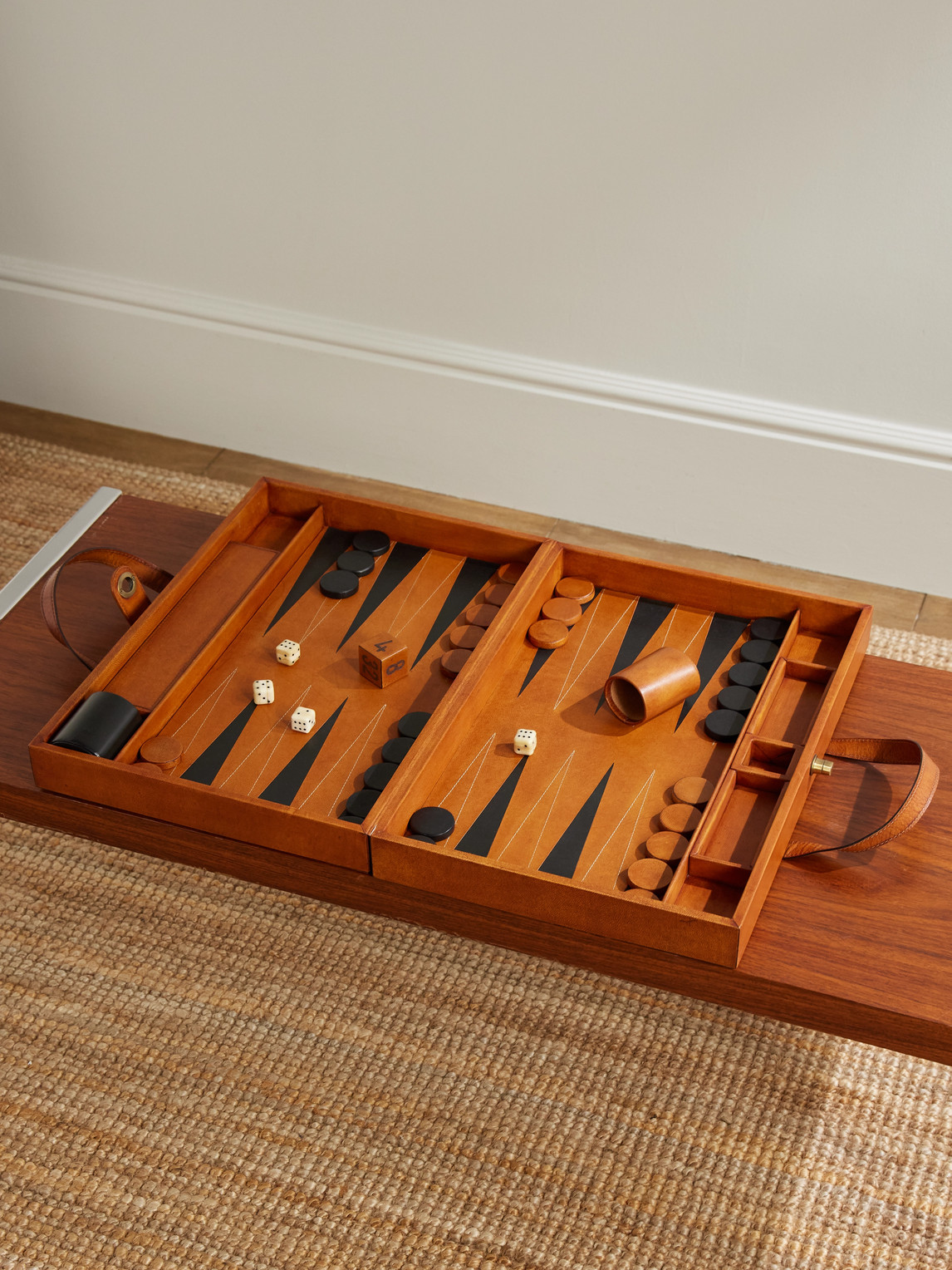 Wood and Leather Backgammon Set