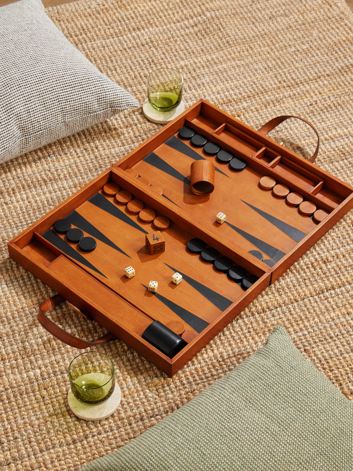 Wood and Leather Backgammon Set — 2