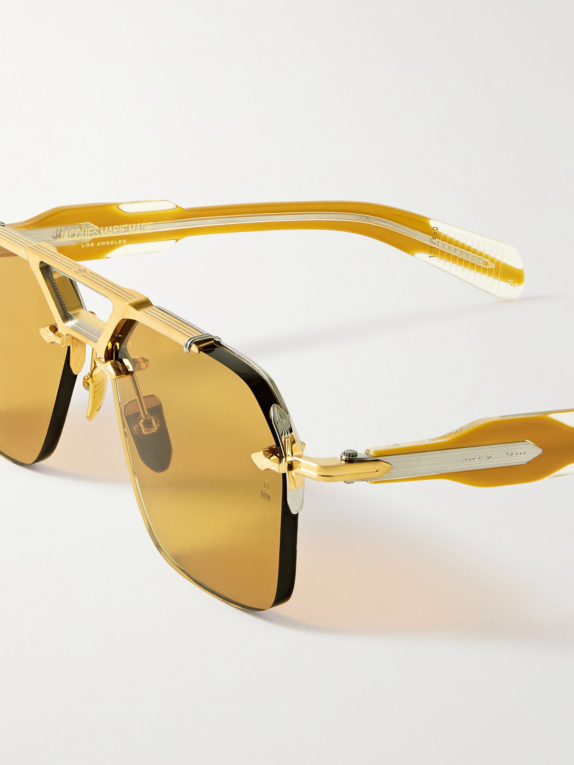 Jacques Marie Mage Silverton Aviator-style Silver- And Gold-tone And Acetate Sunglasses In Yellow