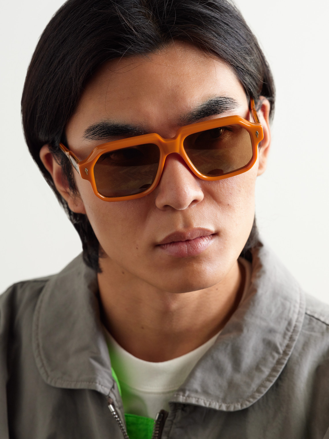 Jacques Marie Mage Challenger Square-frame Acetate Sunglasses In Orange