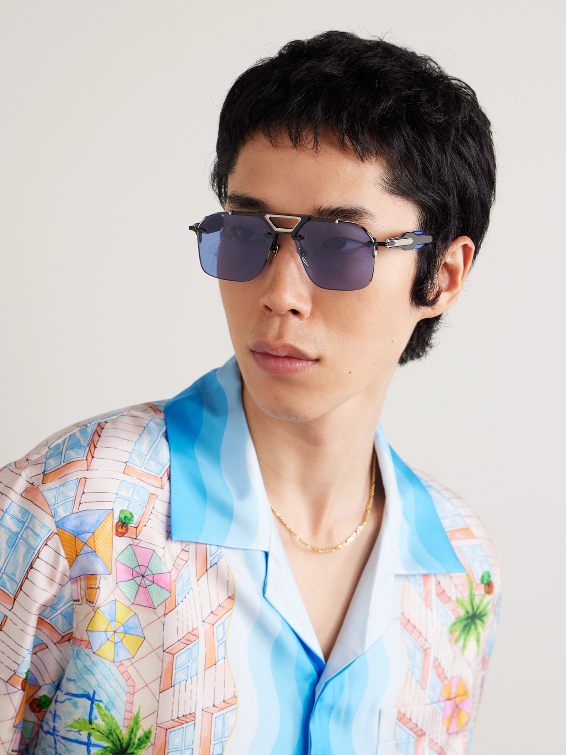 Jacques Marie Mage Silverton Aviator-style Silver-tone And Acetate Sunglasses In Black