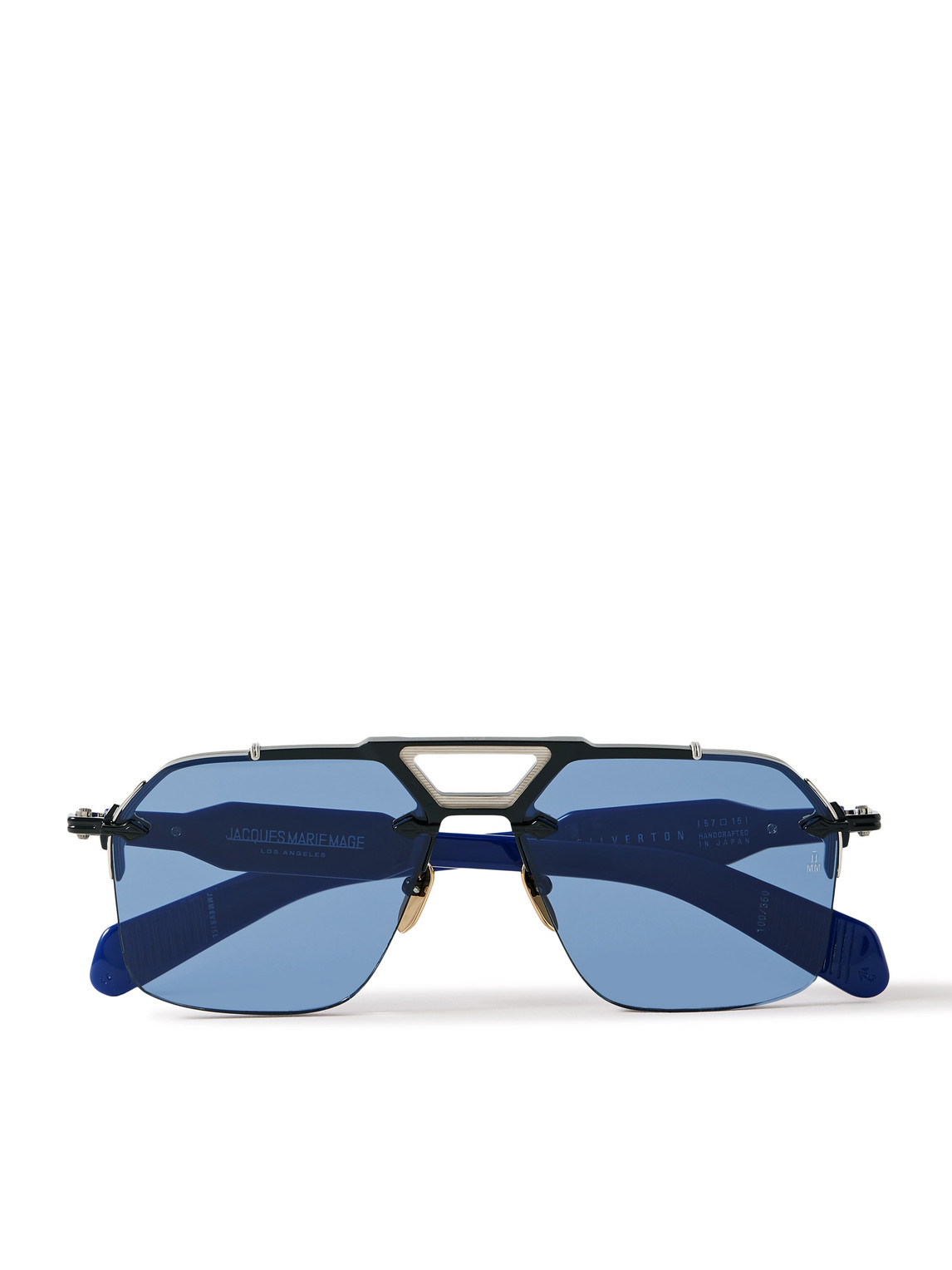 Jacques Marie Mage Silverton Aviator-style Silver-tone And Acetate Sunglasses In Black