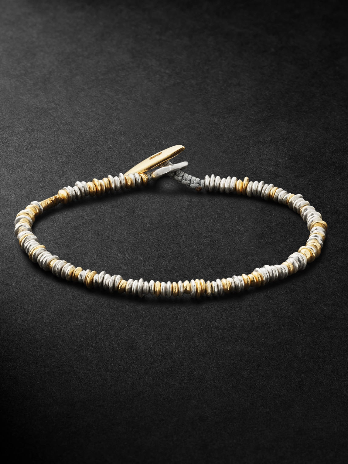 Maor Pilla 18-karat Gold, Sterling Silver Beaded And Cord Beaded Bracelet