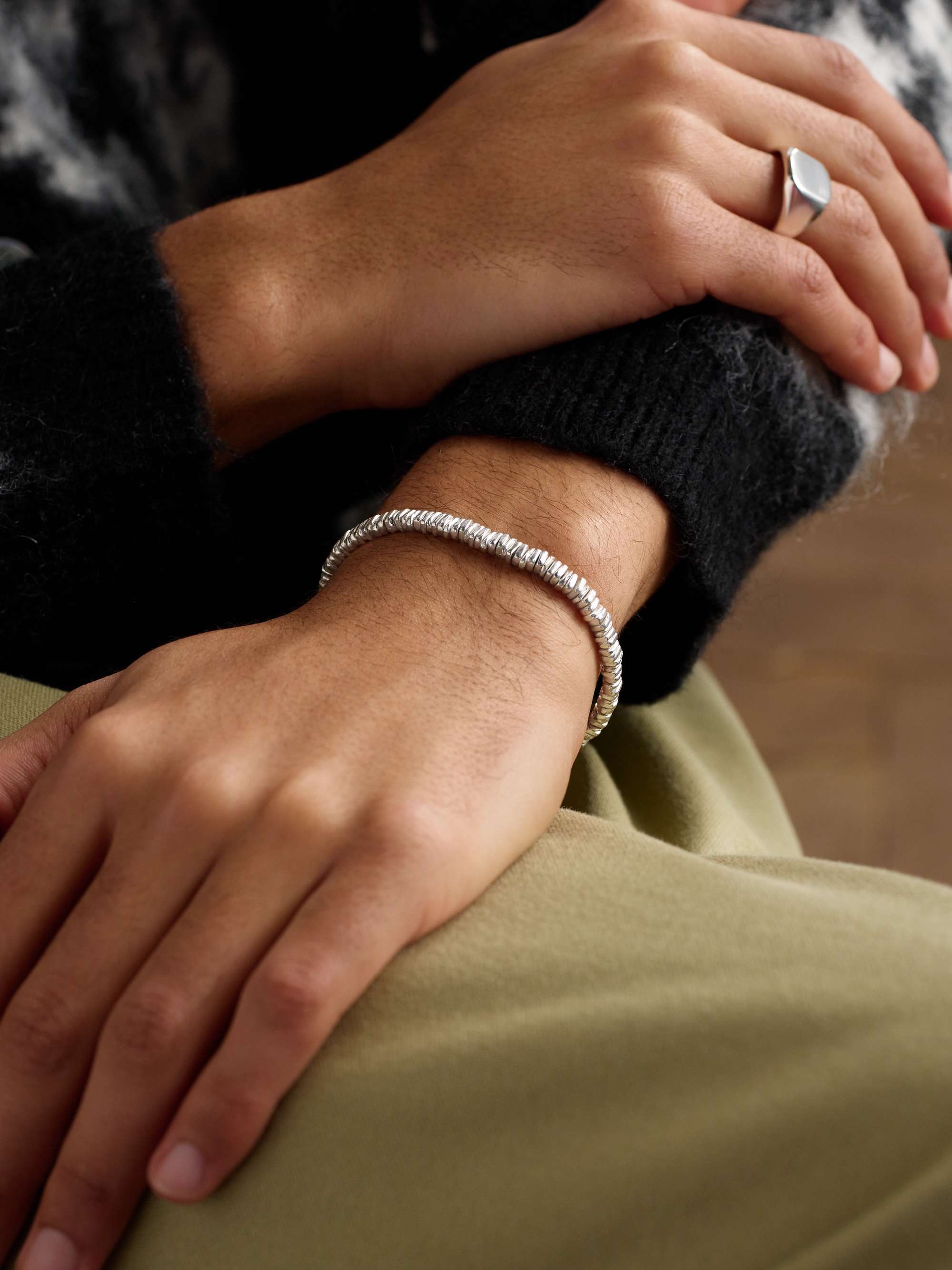 M. COHEN BY MAOR Meander Cord and Sterling Silver Beaded