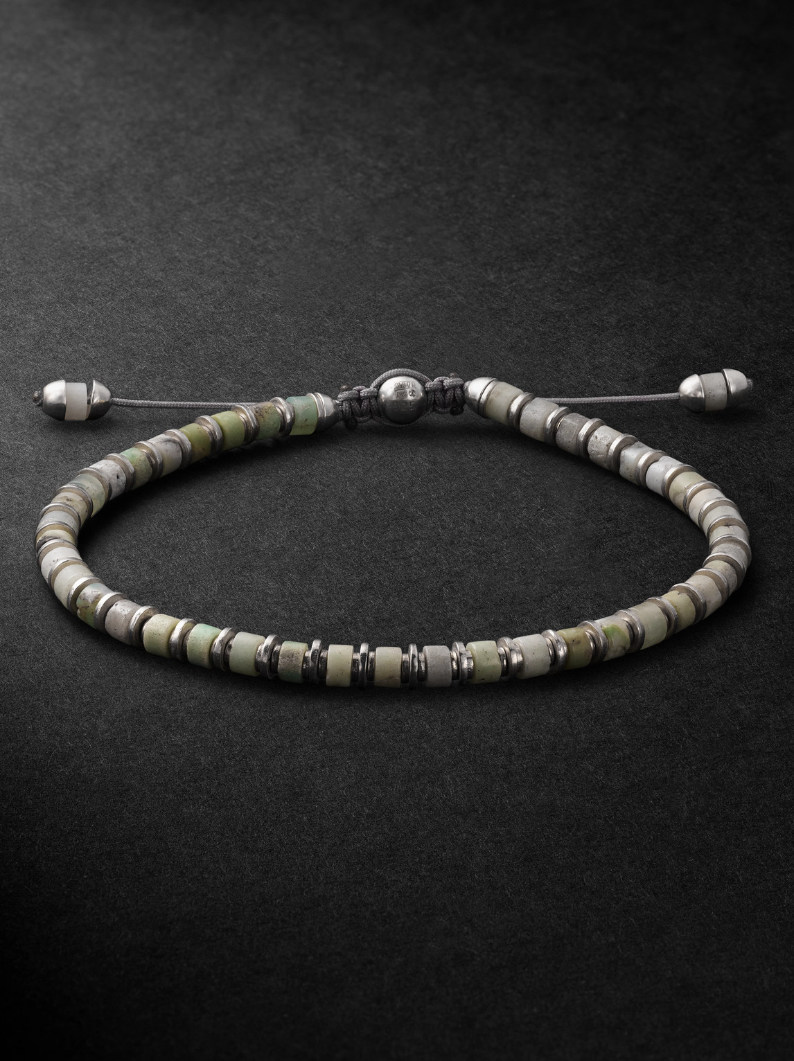 M. COHEN Sapet Sterling Silver Chrysoprase Beaded Braceleten