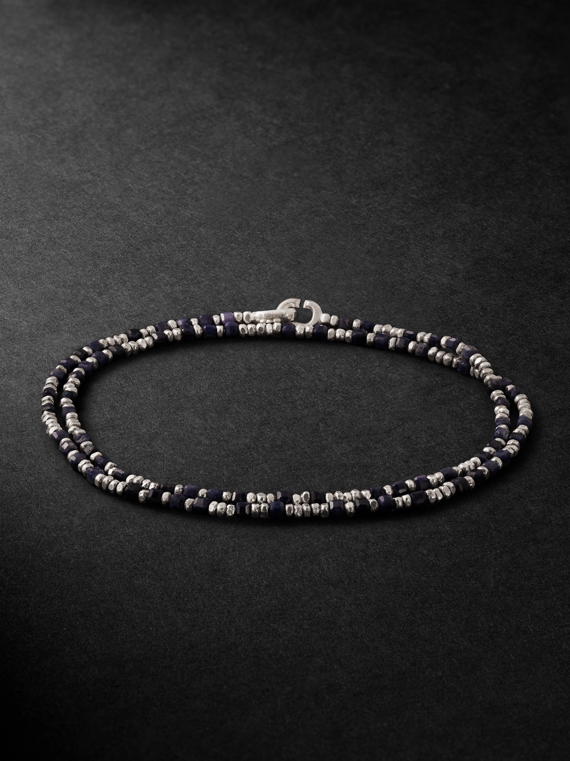 M. COHEN Percep Two Sterling Silver, Sapphire and Lapis Lazuli Beaded Wrap Braceleten