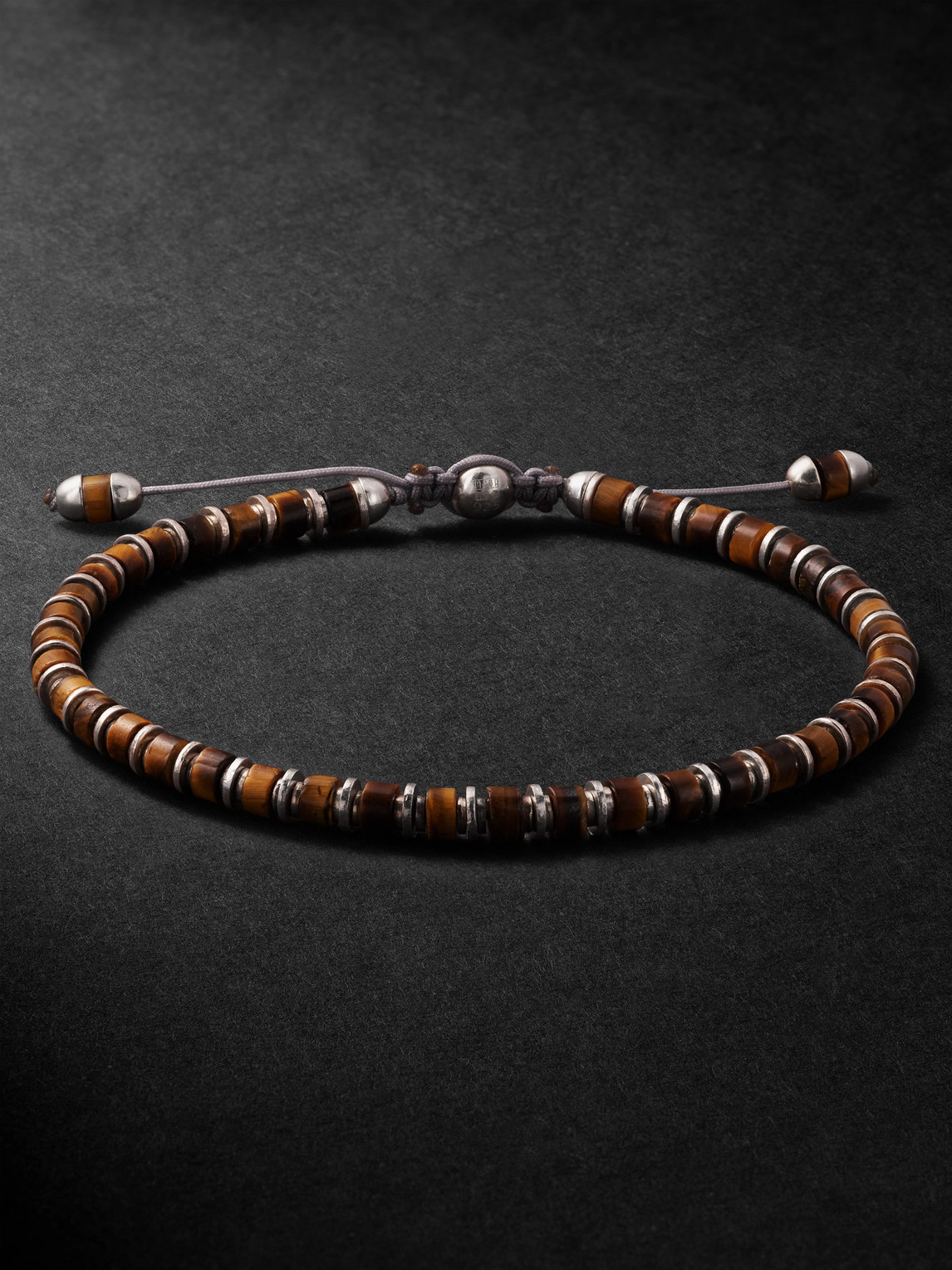M. COHEN Sapet Sterling Silver Tiger's Eye Beaded Braceleten