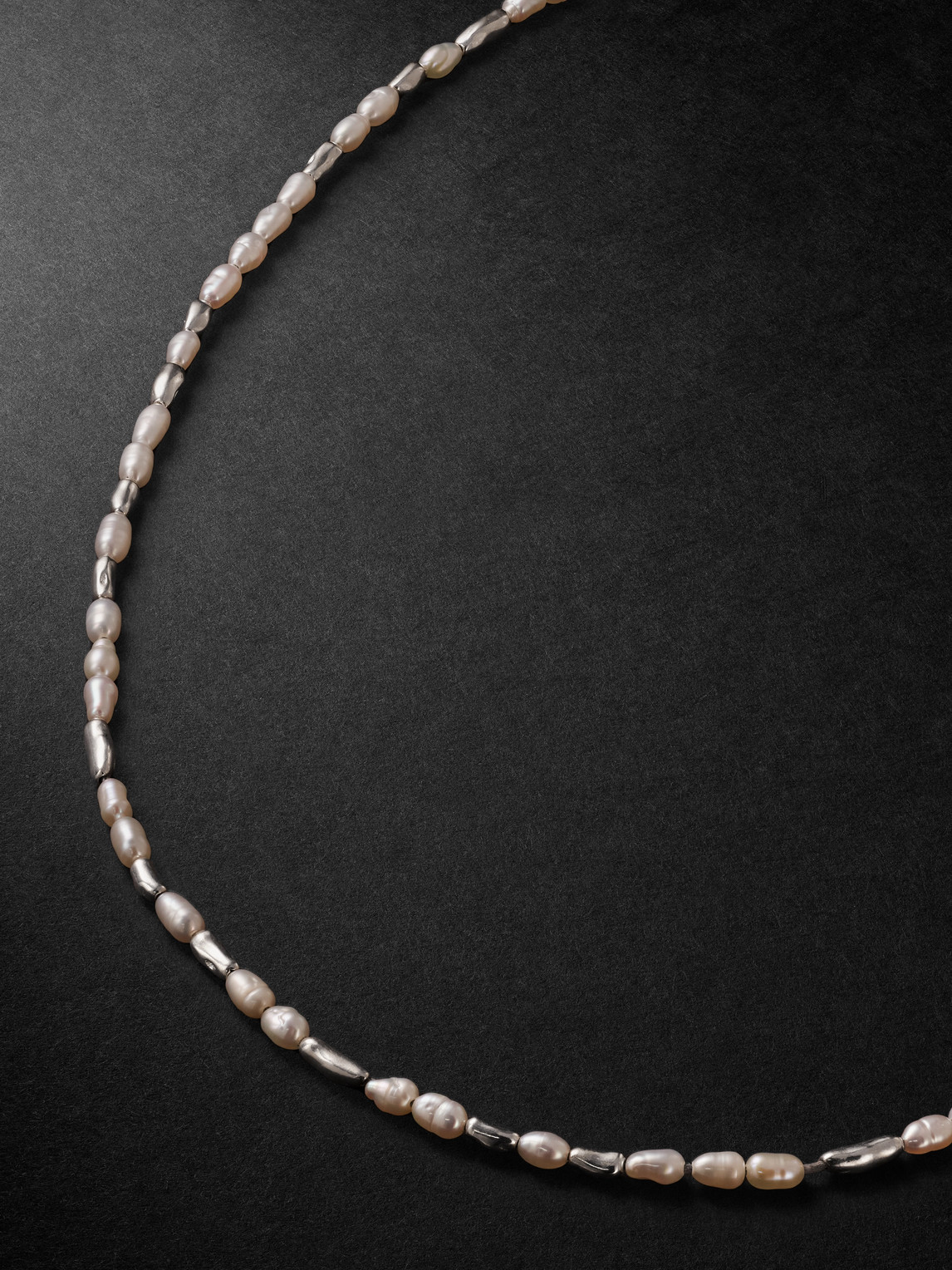 M. COHEN Hokkaido Sterling Silver Pearl Beaded Necklace - Men