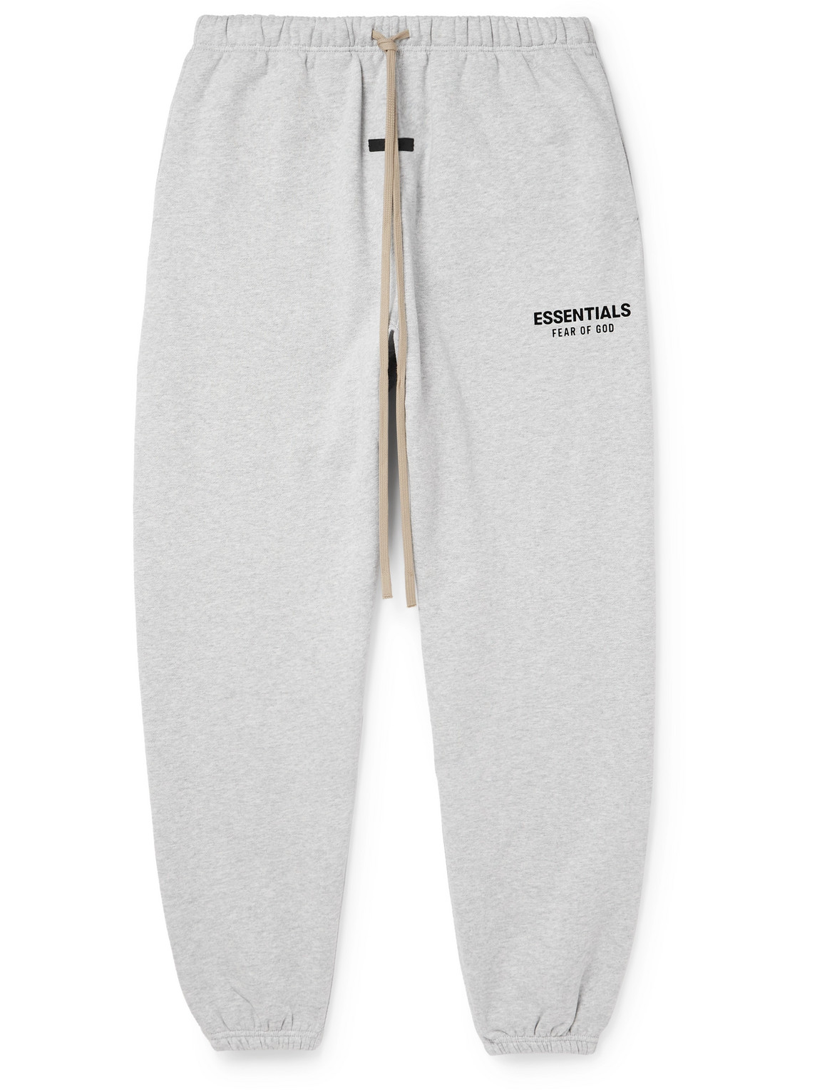 Essentials Tapered Logo-appliquéd Cotton-blend Jersey Sweatpants In Grey