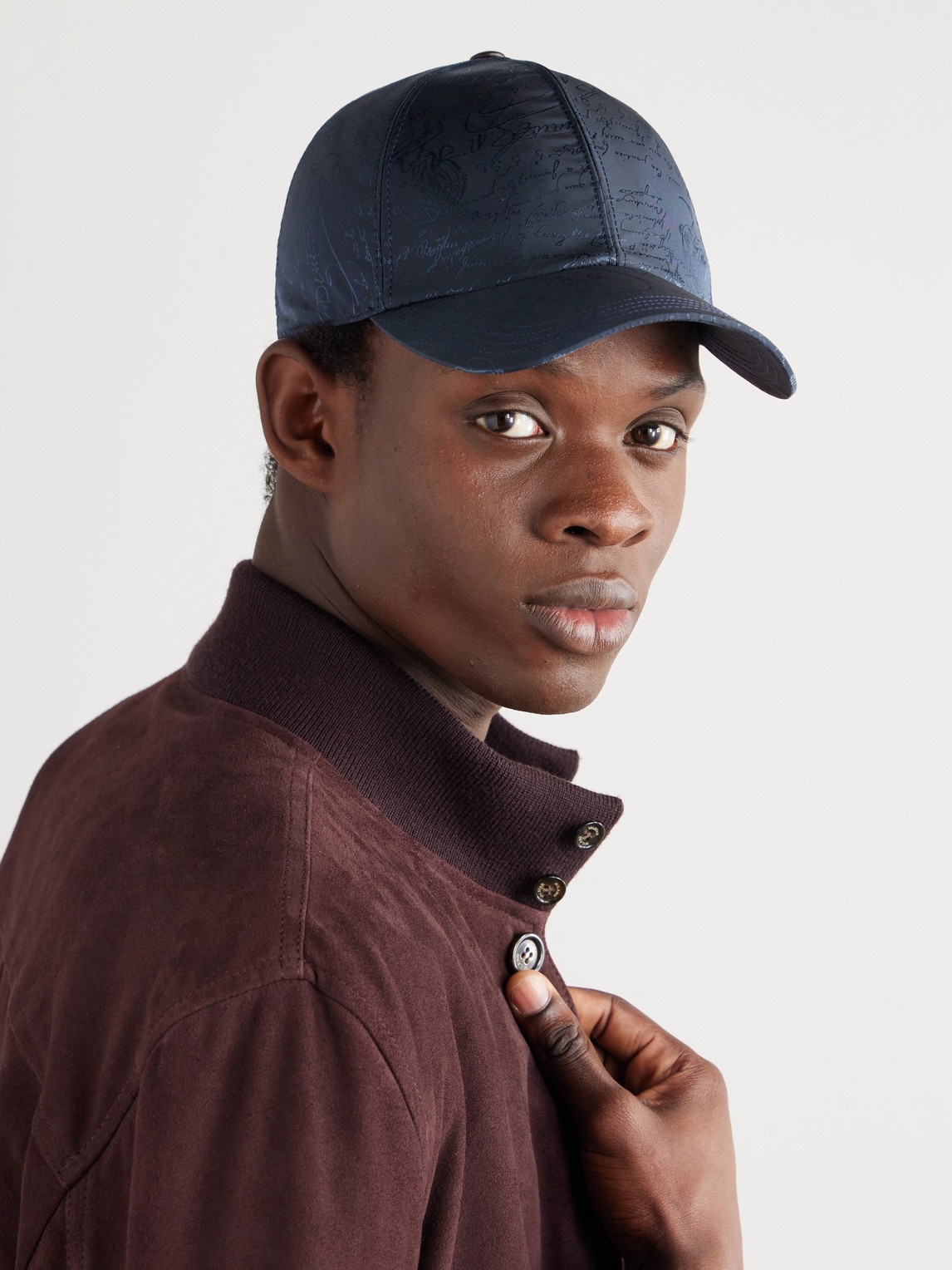 Shop Berluti Scritto-jacquard Twill Baseball Cap In Blue