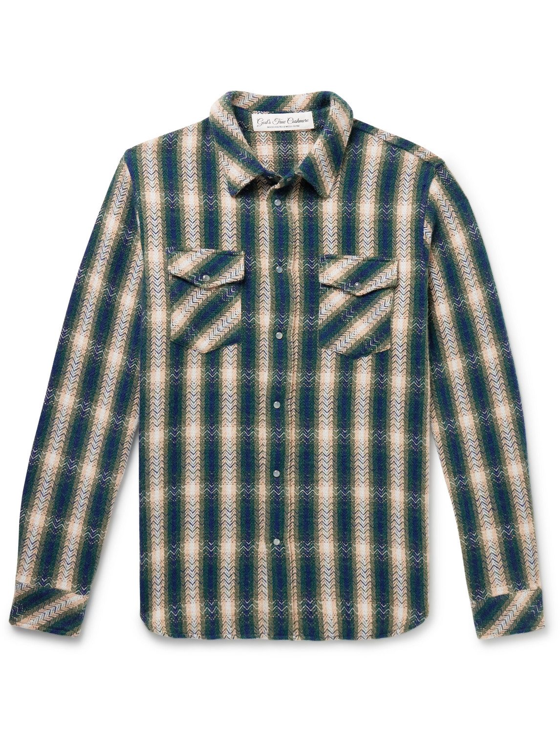 God's True Cashmere Checked Cashmere Shirt In Green