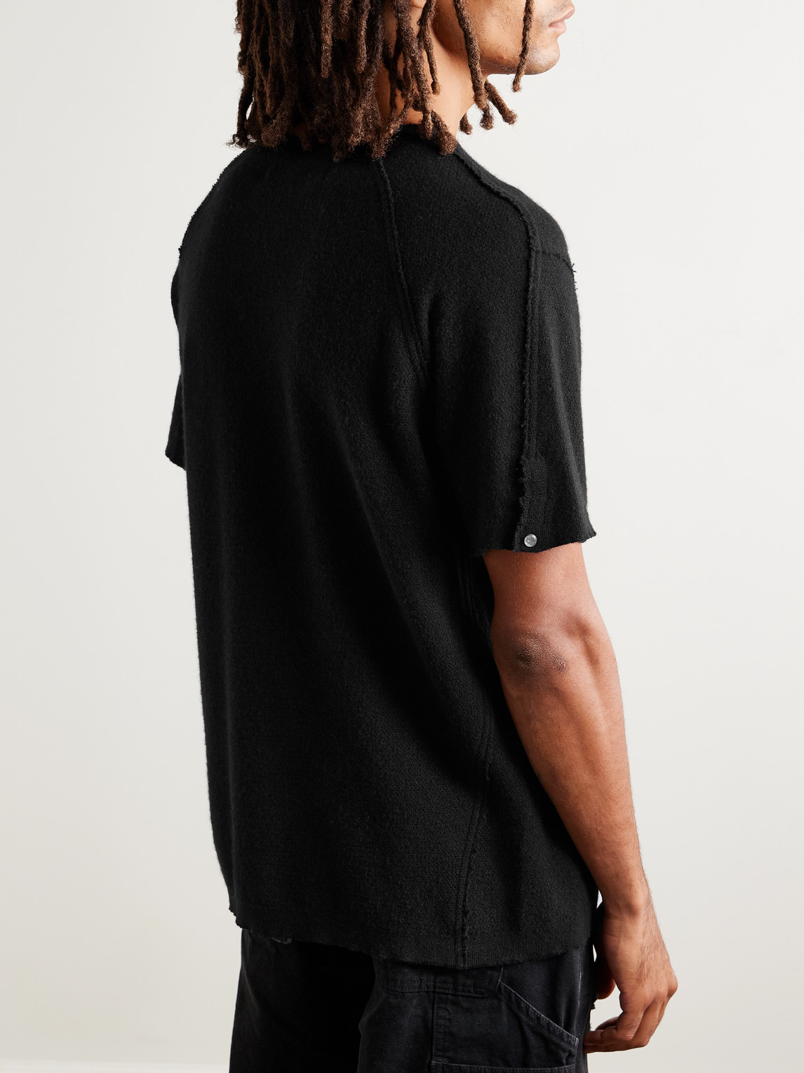 GOD'S TRUE CASHMERE BUBBLE DISTRESSED CASHMERE-GAUZE T-SHIRT