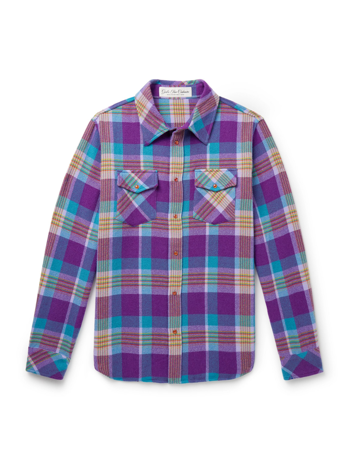 God's True Cashmere Checked Cashmere Shirt In Purple