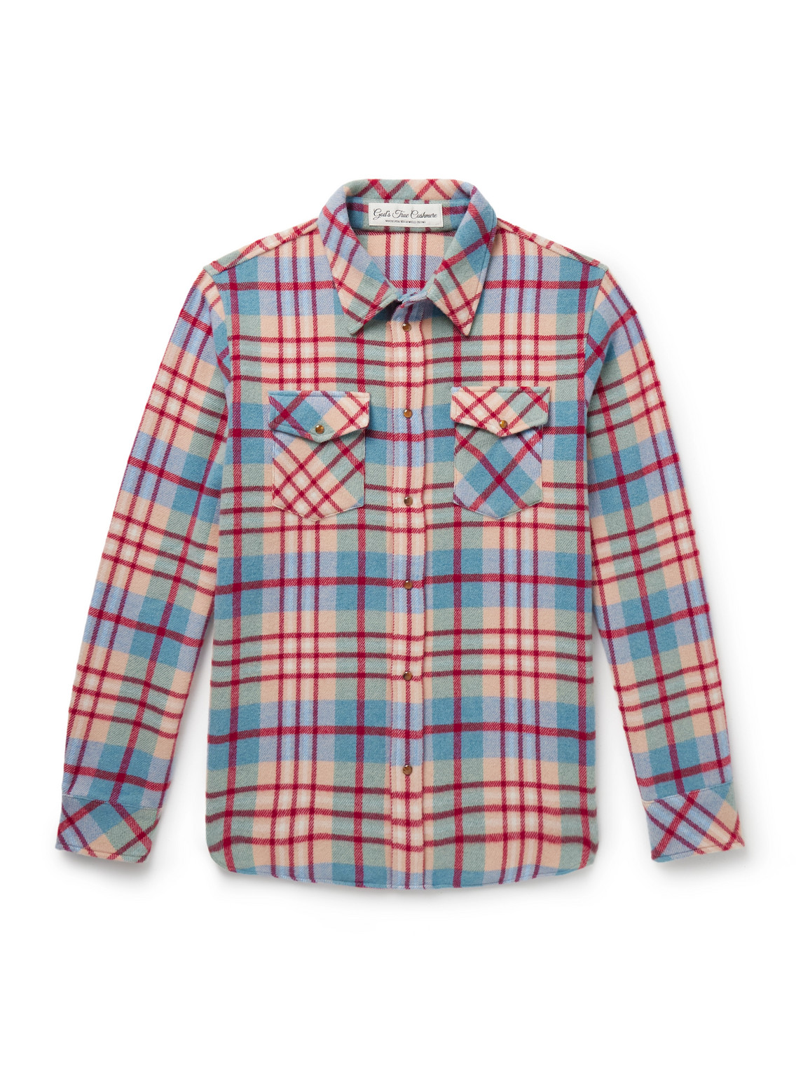 God's True Cashmere Checked Cashmere Shirt In Blue