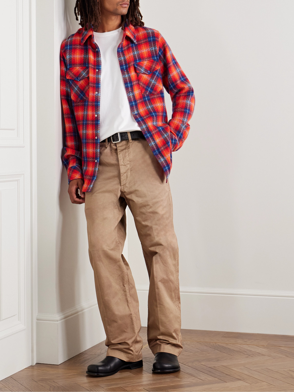 God's True Cashmere Checked Cashmere Shirt In Red