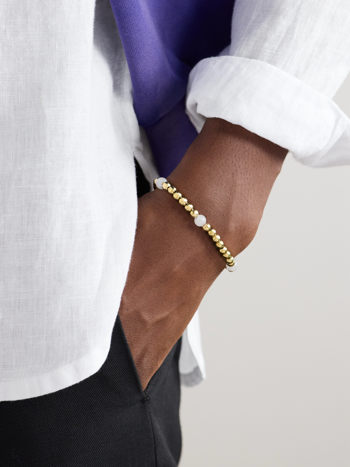 Pattaraphan Tri Anya Baby Cycle 14-karat Gold Moonstone Bracelet In Gold