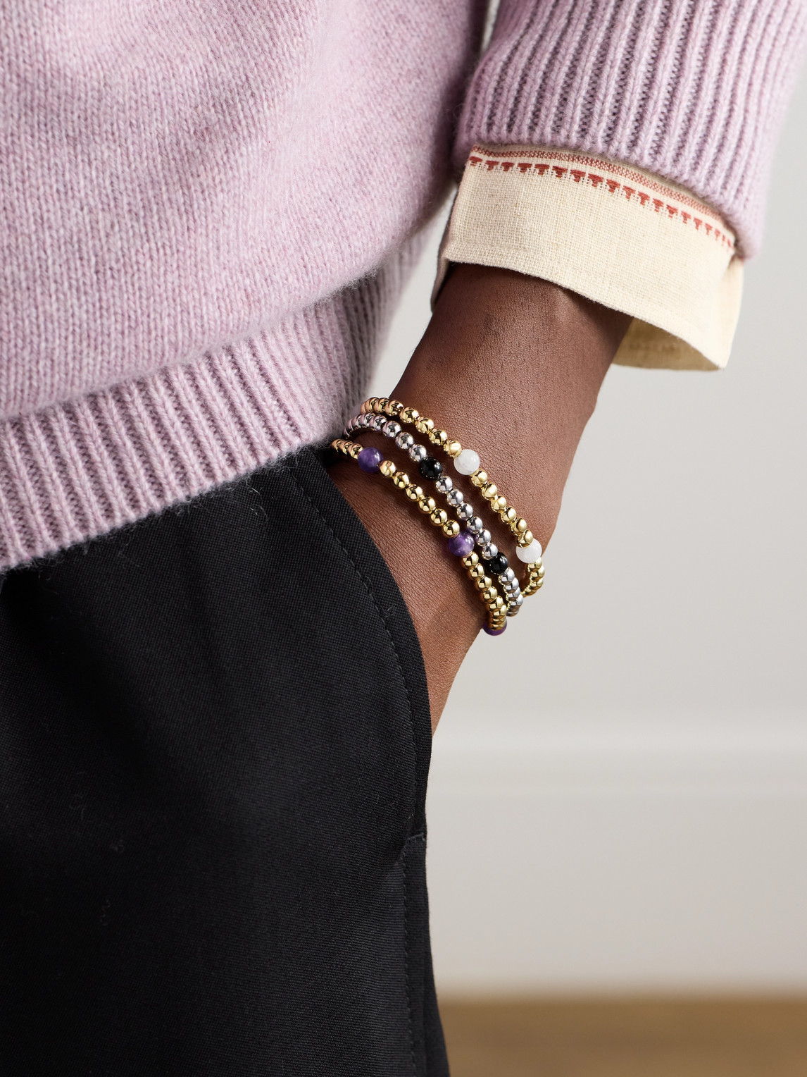 Pattaraphan Tri Anya Baby Cycle 14-karat Gold Amethyst Bracelet In Gold