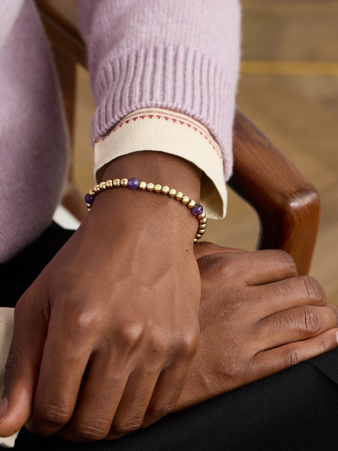Pattaraphan Tri Anya Baby Cycle 14-karat Gold Amethyst Bracelet In Gold