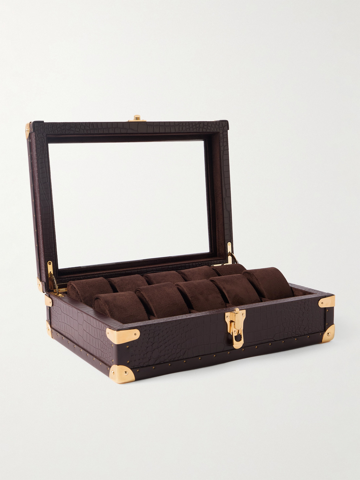 10-Piece Croc-Effect Leather Watch Box