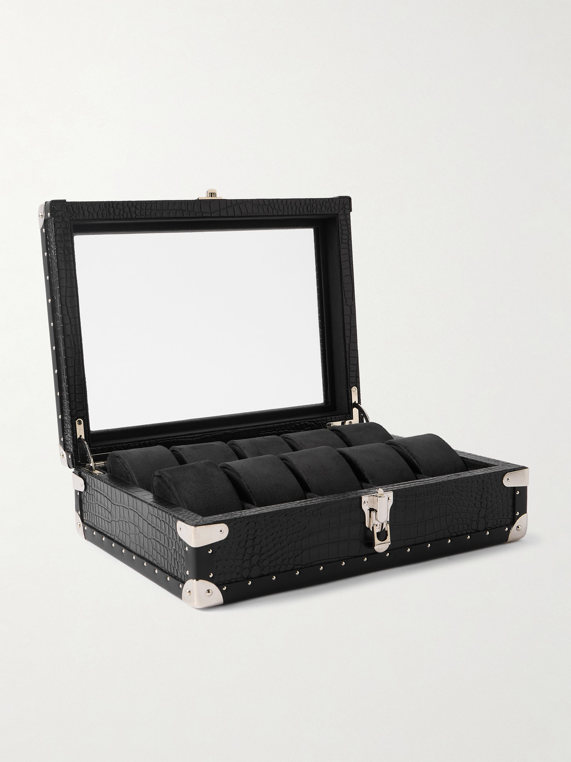 10-Piece Croc-Effect Leather Watch Box