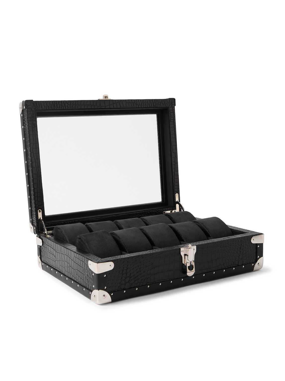 10-Piece Croc-Effect Leather Watch Box