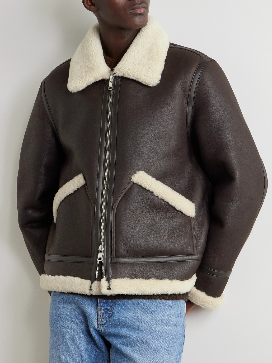  Mr P. - Shearling Aviator Jacket - Men - Brown - Xs 