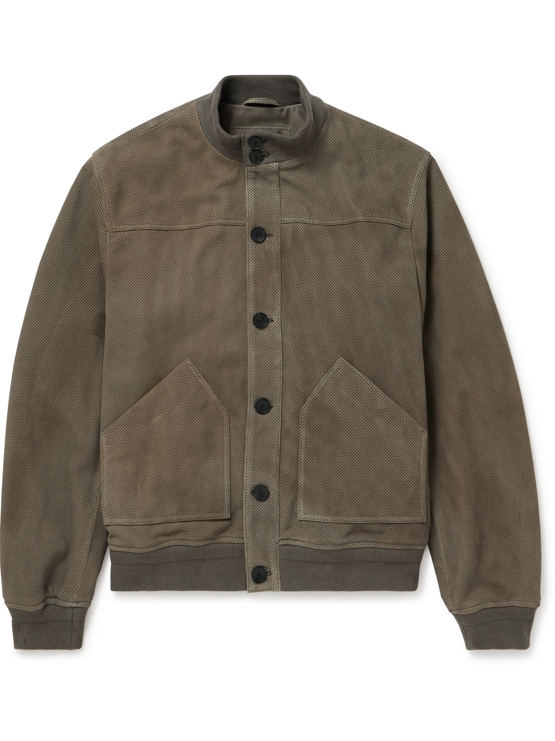 Perforated Suede Harrington Jacket