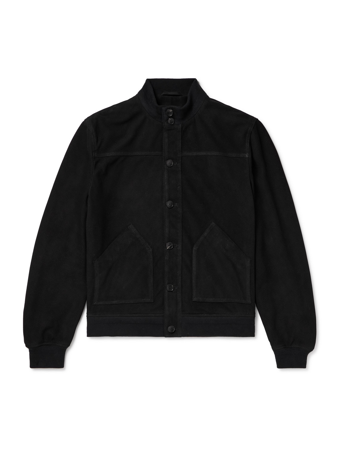 Perforated Suede Harrington Jacket