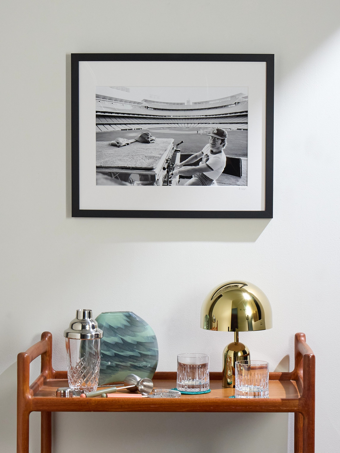 Framed 1975 Elton John Rehearses at Dodger Stadium Print, 16" x 20" — 2