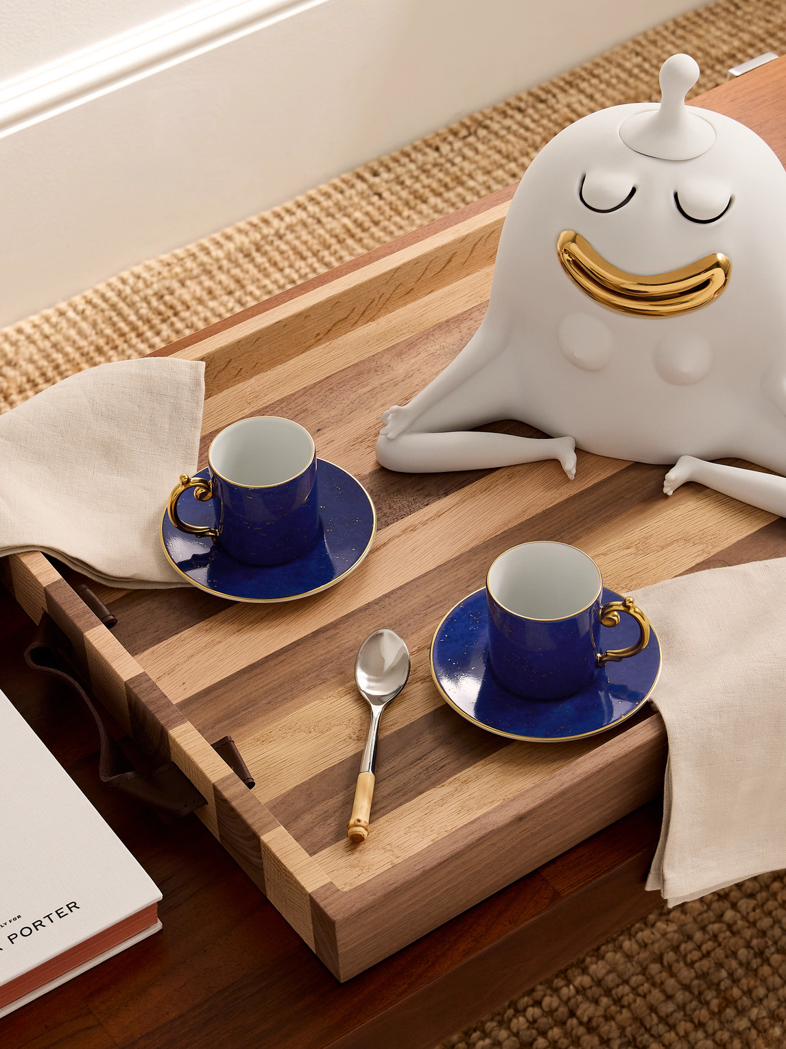 Lapis Set of Two Gold-Plated Porcelain Espresso Cups and Saucers — 2