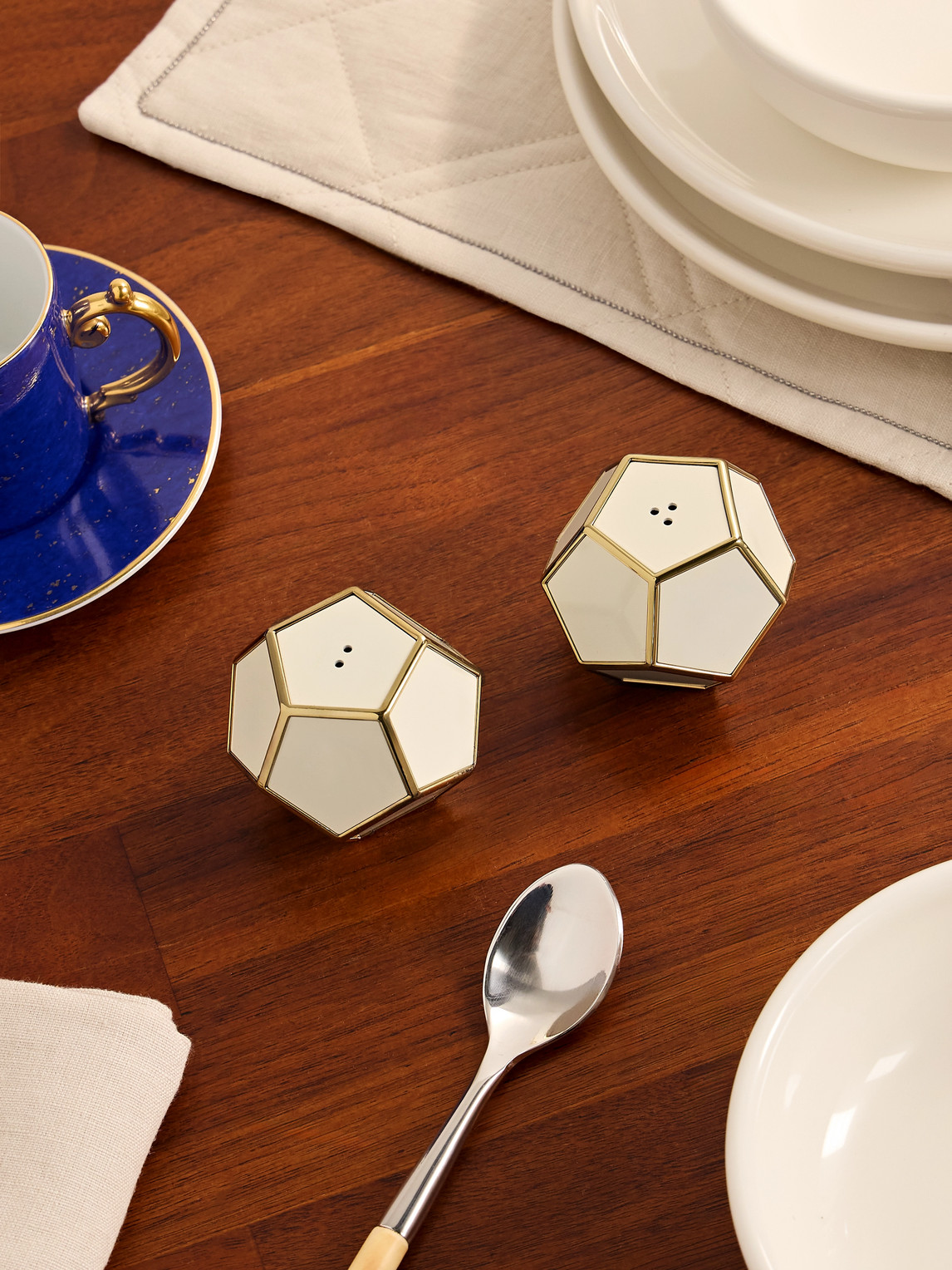Pentagon Spice Jewels Enamel and Gold-Plated Salt and Pepper Shakers — 2