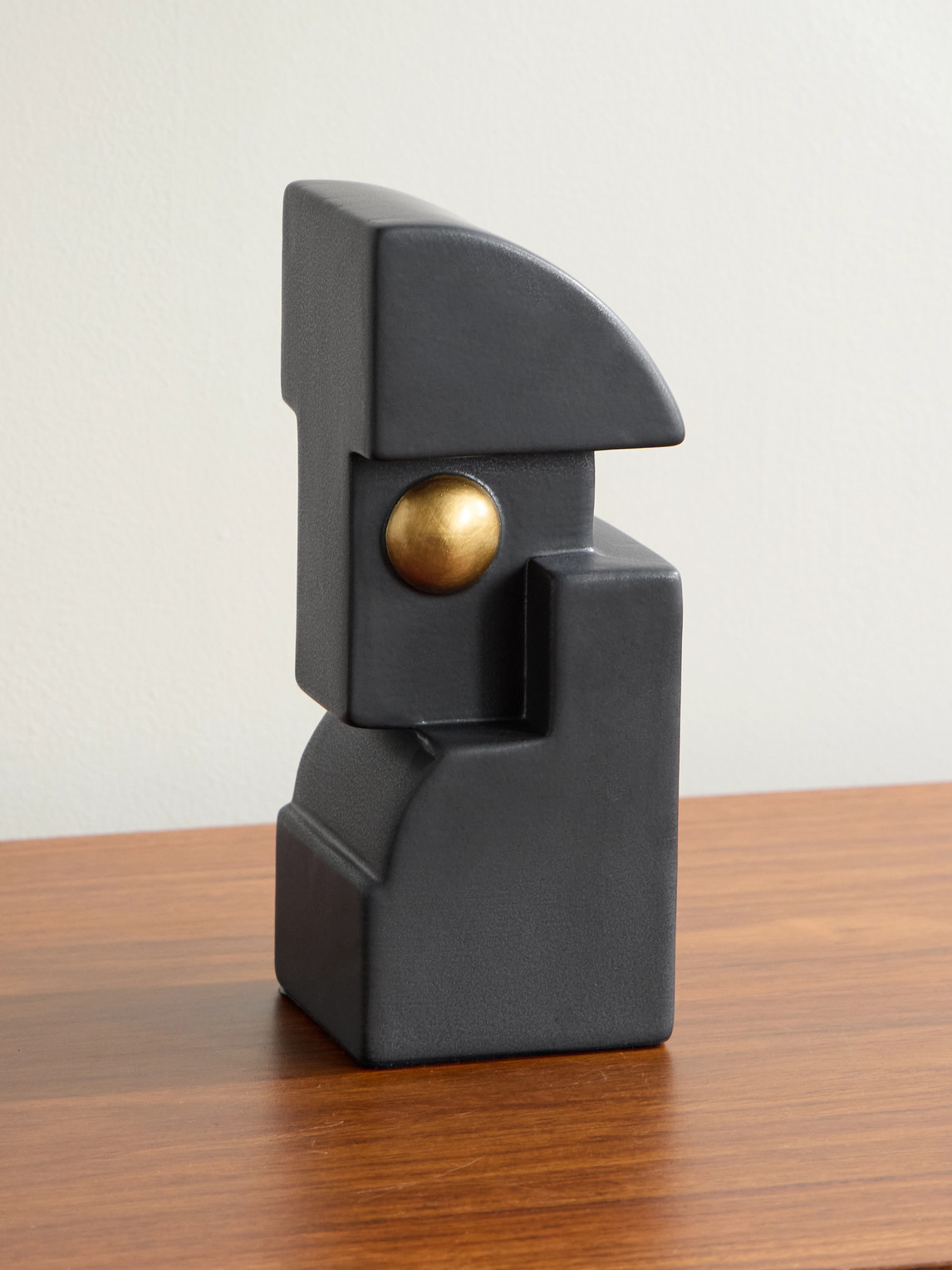 L'objet Cubisme One Gold-plated Earthenware Bookend In Black