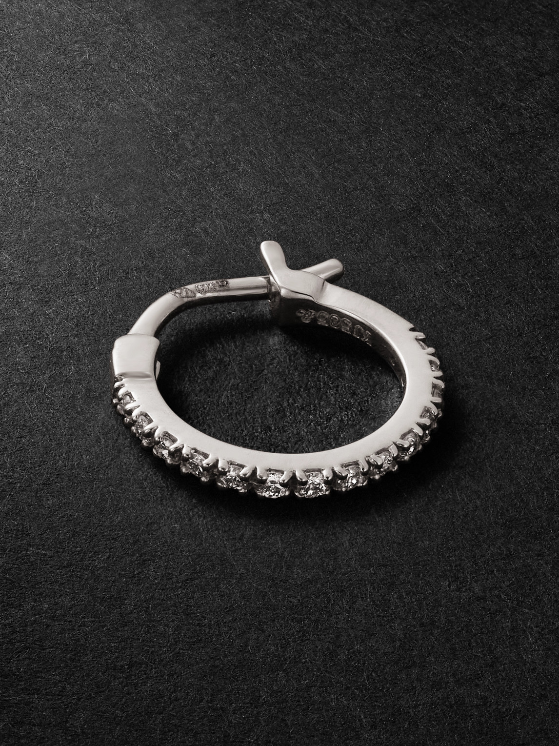 KOLOURS JEWELRY Luna Spectra Small White Gold Diamond Single Hoop Earring - Men