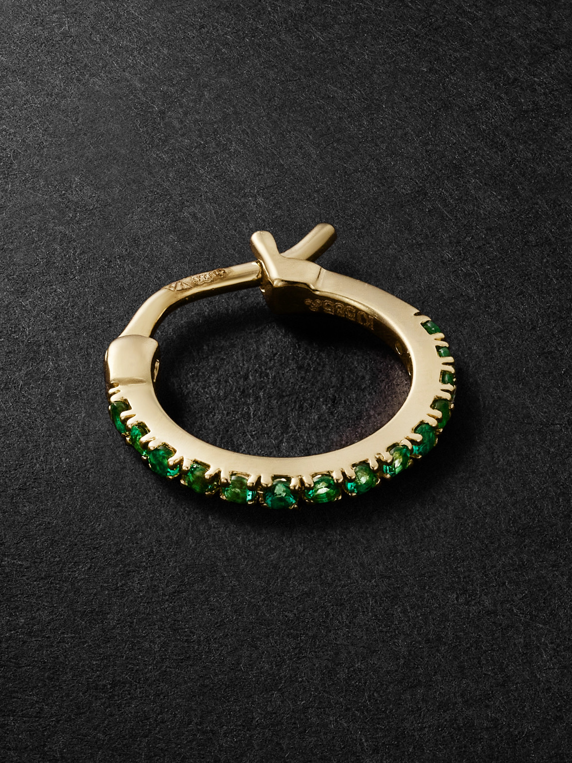 KOLOURS JEWELRY Spectra Small 14-Karat Gold Emerald Single Hoop Earring - Men