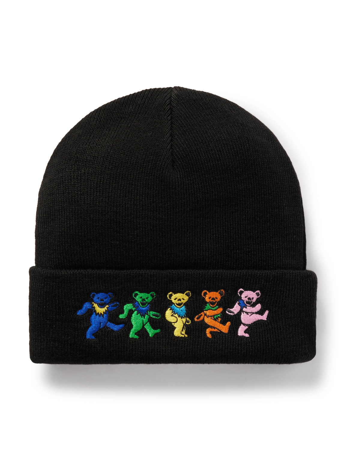 Thisisneverthat Grateful Dead Dancing Bears Embroidered Knitted Beanie In Black